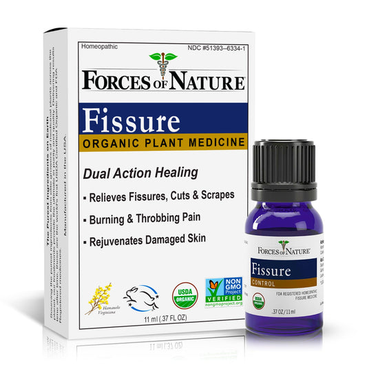 Forces of Nature Fissure Control, Organic Homeopathic Treatment with Witch Hazel for Anal Fissures, Hemorrhoid Related Irritation & Discomfort, Fast, Natural Topical Relief, .37 fl oz