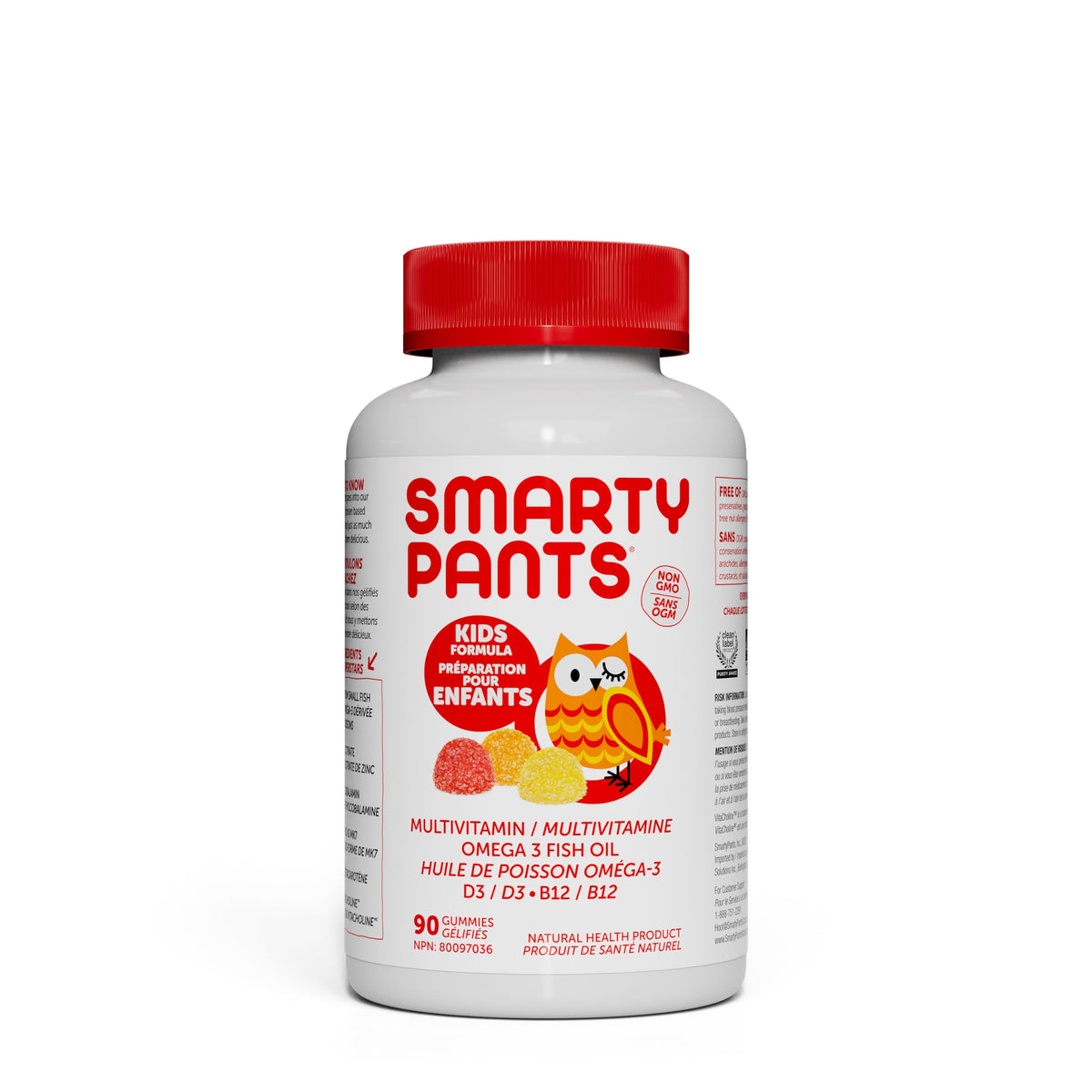 SmartyPants Kids Complete and Fiber Gummy Vitamins: Gluten Free, Multivitamin, CoQ10, Folate (Methylfolate), Vitamin K2, Vitamin D3, Biotin, Methyl B12, Omega 3 DHA/EPA Fish Oil, 90 count (3 Week Supply)