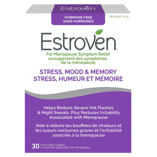 Estroven Stress, Mood and Memory Menopause Supplements for Women, Nigh Sweats and Hot Flashes Menopause Relief, Black Cohosh, Natural Ingredients, Multi-Symptom Relief - 30 Capsules
