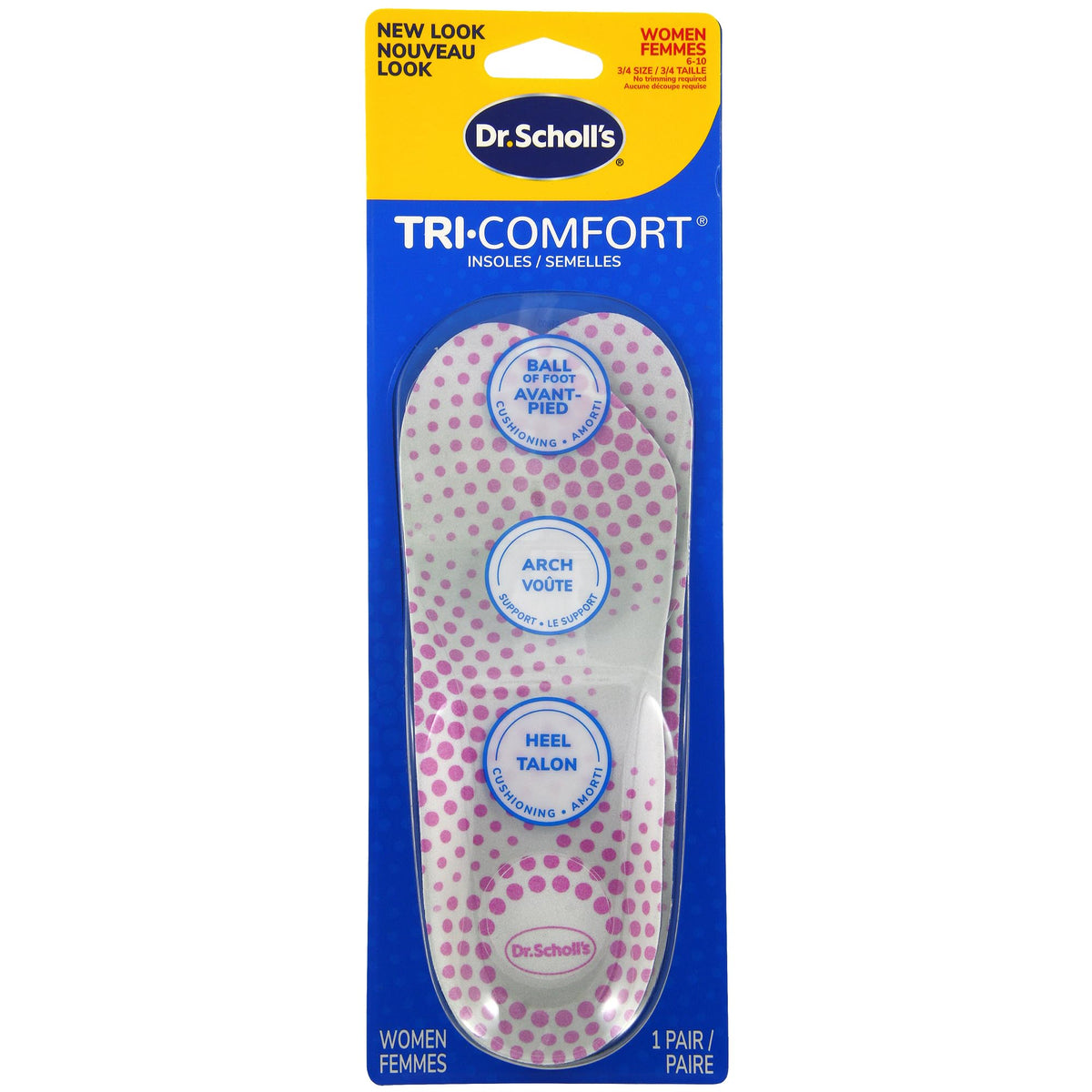 Dr. Scholl's® Tri-Comfort® Insoles, Women (Size 6-11), 1 Pair, 3/4 Length