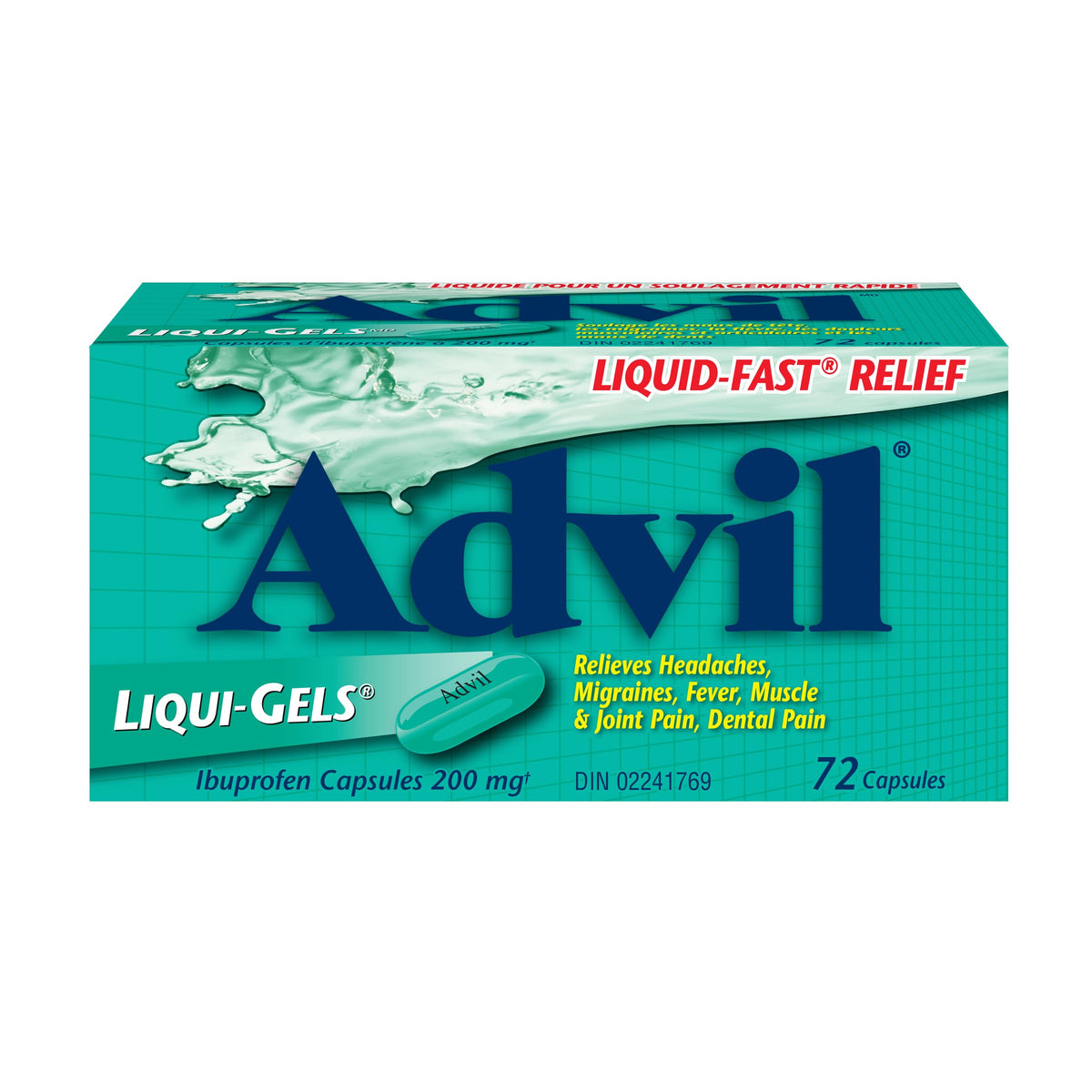 Advil Regular Strength Ibuprofen Pain Relief Liquid-Gels, Fast Acting Pain Relief for Migraine, Back, Neck, Joint, and Muscle Relief, 200mg (72 Count)