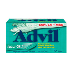 Advil Regular Strength Ibuprofen Pain Relief Liquid-Gels, Fast Acting Pain Relief for Migraine, Back, Neck, Joint, and Muscle Relief, 200mg (72 Count)