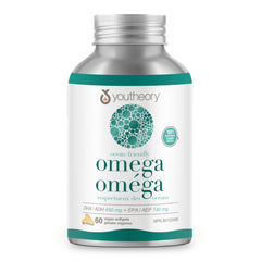 Youtheory Ocean Friendly Omega, Plant Based & Vegan Omega-3, Supports Brain & Heart Health, 60 Vegan Softgels