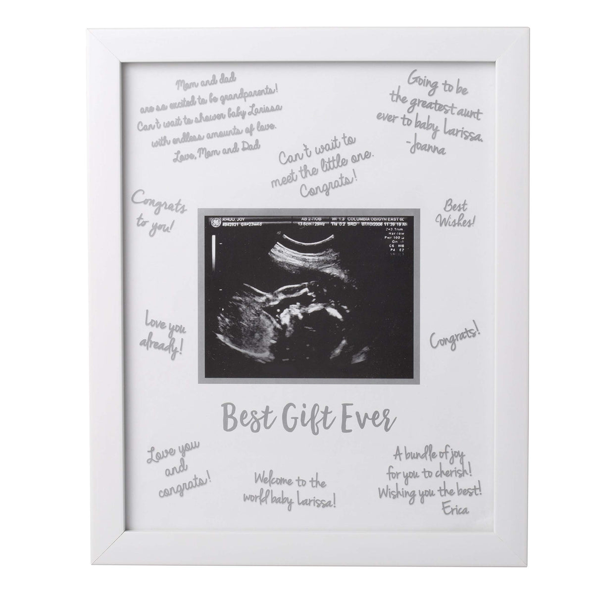 Tiny Ideas Sonogram Signature Frame Guest Book, Perfect for any Baby Registry, Marker Included For Guests to Leave Well-Wishes– Great for Celebrating Baby Showers or Birthdays, White