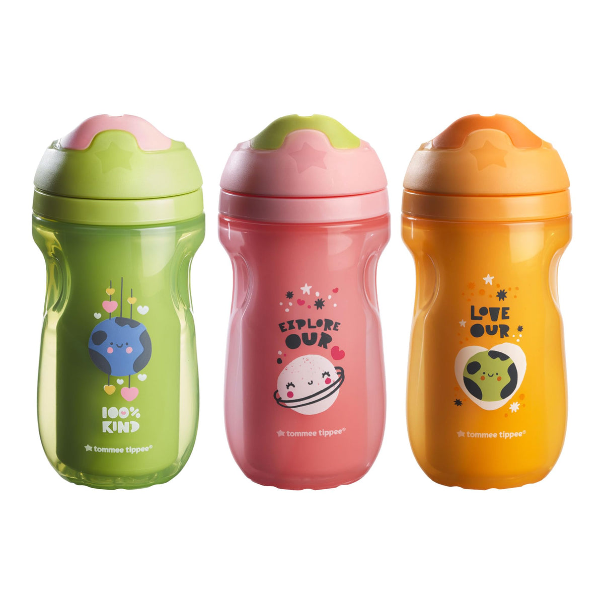 Tommee Tippee Insulated Sippy Cup, Water Bottle for Toddlers, Spill-Proof | 9oz, 12m+, 3 Count (Design May Vary)