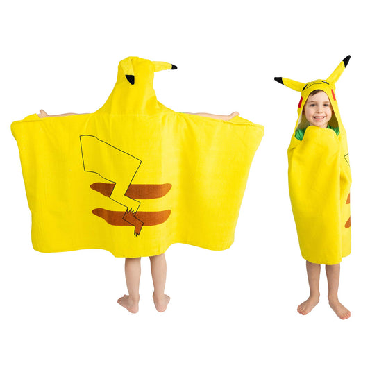 Franco Kids Bath and Beach Super Soft Cotton Hooded Towel Wrap, 24 in x 50 in, Pokemon