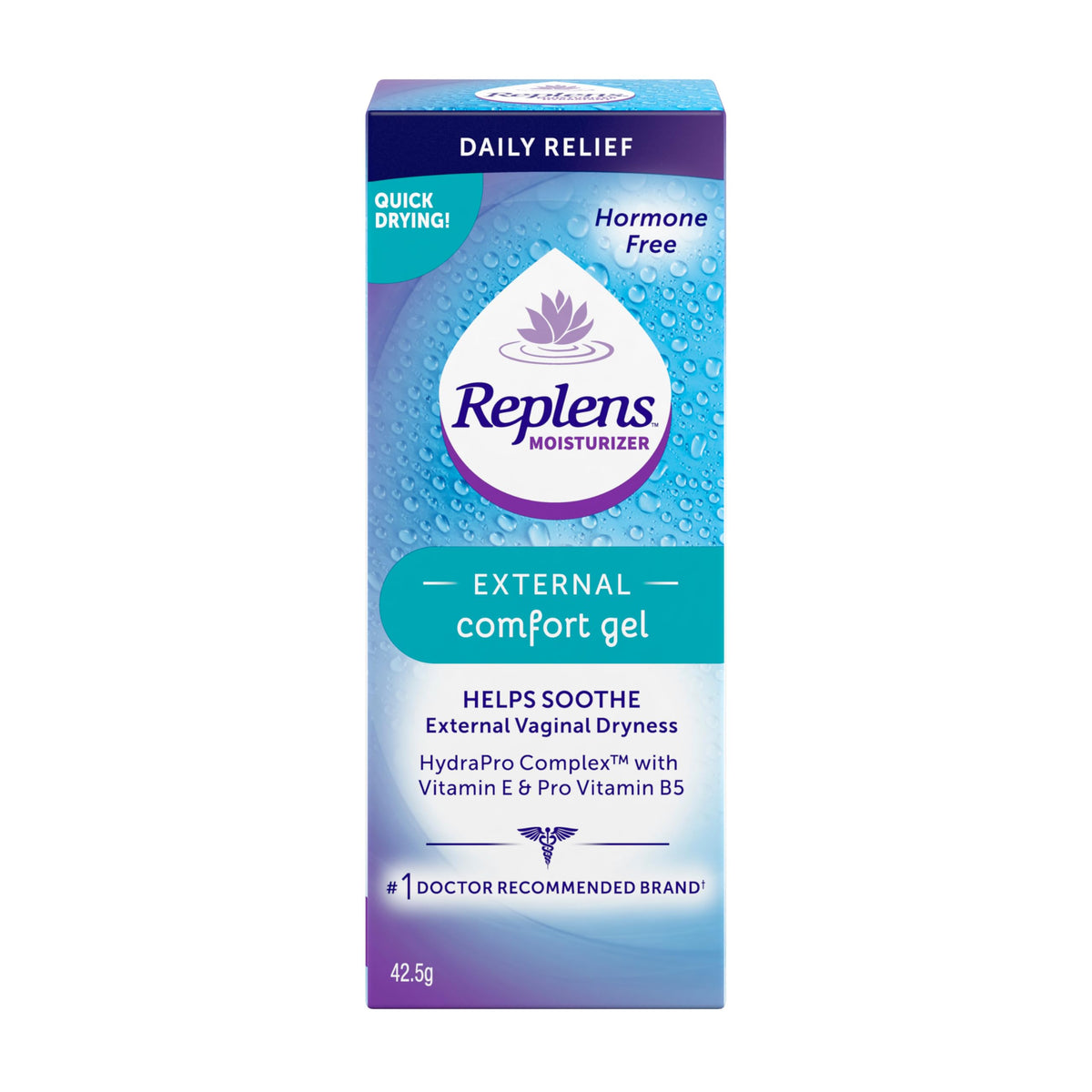 Replens Moisture Restore External Comfort Gel, Soothe External Vaginal Dryness, Daily Relief, Quick Drying, Paraben free, Estrogen Free, Fragrance Free, 42.5g