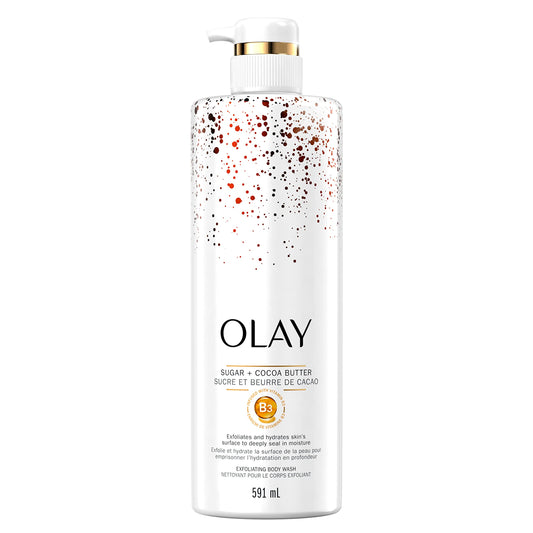 OLAY PREMIUM EXFOLIATING & MOISTURIZING Body Wash SUGAR COCOA BUTTER 591ML