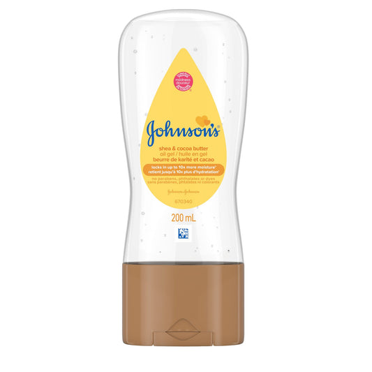 Johnson's Baby Oil Gel, Moisturizing Baby Massage Mineral Oil Enriched with Shea & Cocoa Butter, Dry Skin Relief for Babies, Kids & Adults, Nourishing & Gentle on Delicate Skin 192ml