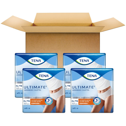 TENA Protective Incontinence Underwear, Ultimate Absorbency, Extra Large, 11 count (Pack of 4)