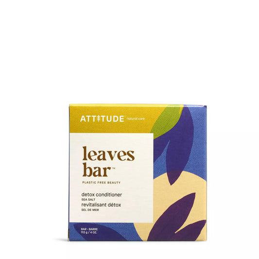 ATTITUDE Detox Conditioner Bar, Made in Canada, Natural Origin, Ideal for Oily Hair, Damaged Hair, Jojoba Oil, Vegan, Sea Salt, 113 g