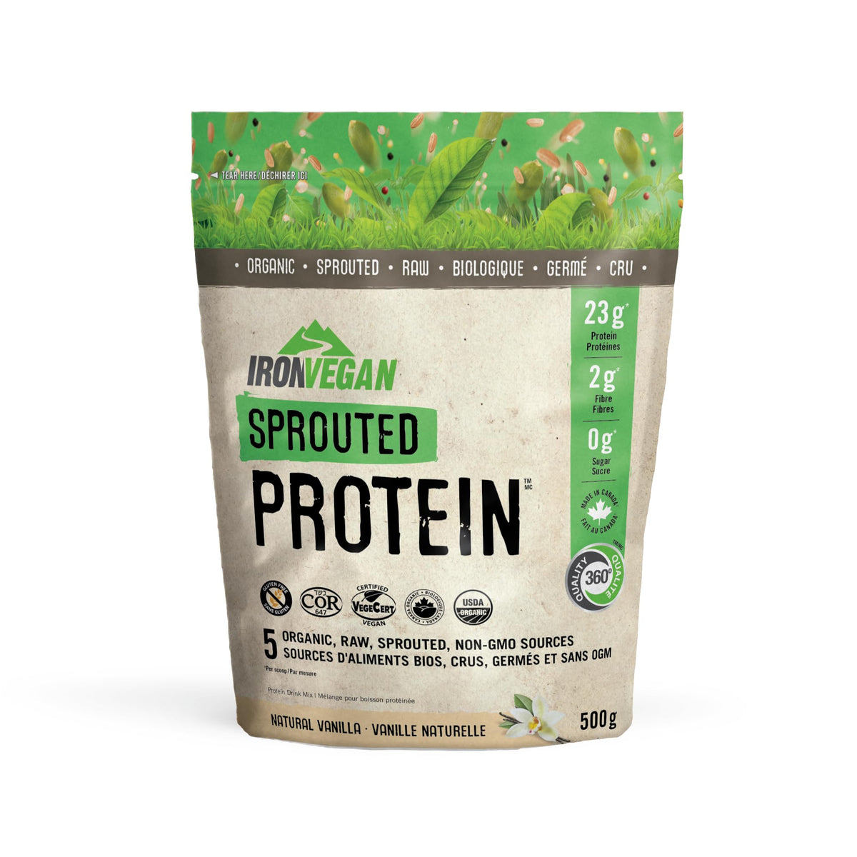 Sprouted Protein, Vanilla Flavour, 500g | Vegan, plant-based, organic, gluten-free