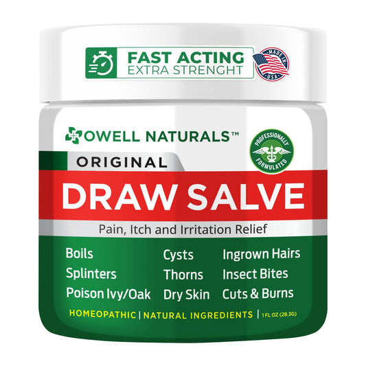 OWELL Naturals Drawing Salve Ointment 1oz, ingrown Hair, Boil, Splinter Remover, Bug Spider Bites, bee Sting, Mosquito bite Itch, Poison Ivy