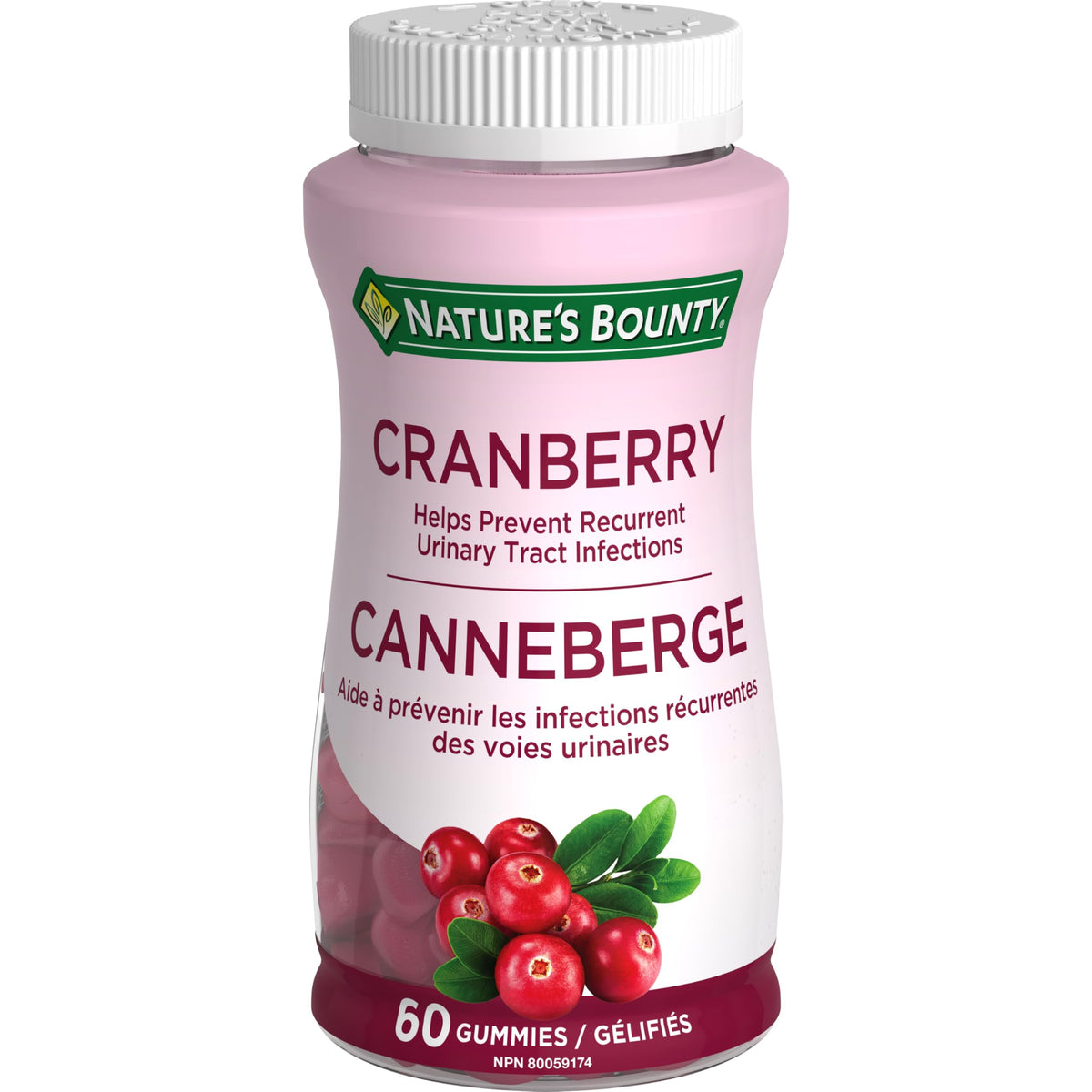NATURE'S BOUNTY Cranberry, Used In Herbal Medicine To Help Prevent Recurrent Urinary Tract Infections (UTI), Provides Antioxidants, Easy-to-take Gummies, 180 g