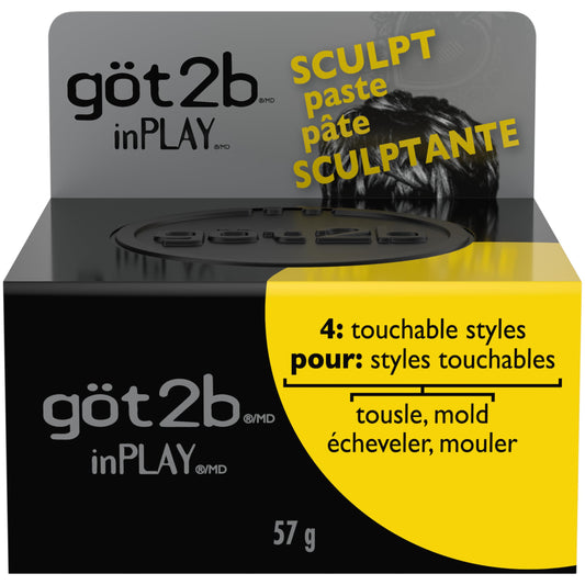 Got2b InPlay Sculpt Paste for Touchable Styles, 57g, Lightweight and Non-Greasy, for Short to Medium Length Hair