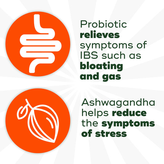 Align Probiotic, Bloating + Digestive Stress Relief, Probiotic for Women and Men with Ashwagandha, Helps Relieve Symptoms of IBS such as Bloating, Gas, and Abdominal Discomfort, 28 Capsules