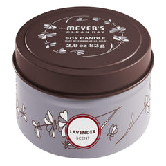 MRS. MEYER'S Clean Day Soy Tin Candle, 12 Hour Burn Time, Made with Soy Wax and Essential Oils, Lavender, 2.9 Oz