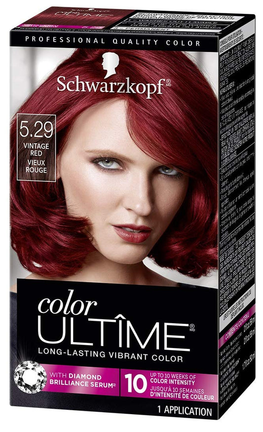 Schwarzkopf Color Ultime Hair Color, 5.29 Vintage Red, 1 Application - Permanent Red Hair Dye for Vivid Color Intensity and Fade-Resistant Shine up to 10 Weeks