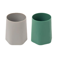 Tiny Twinkle Training Cup 2 Pack - Silicone Cups for Independent Drinking for Baby and Toddler, Baby Led Weaning Supplies Soft Open Cup for Baby (Olive, Grey)