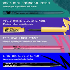 NYX PROFESSIONAL MAKEUP, Vivid Rich Mechanical Pencil, Eyeliner, Rich shades, Vegan Formula - Smokin Topaz (Brown)
