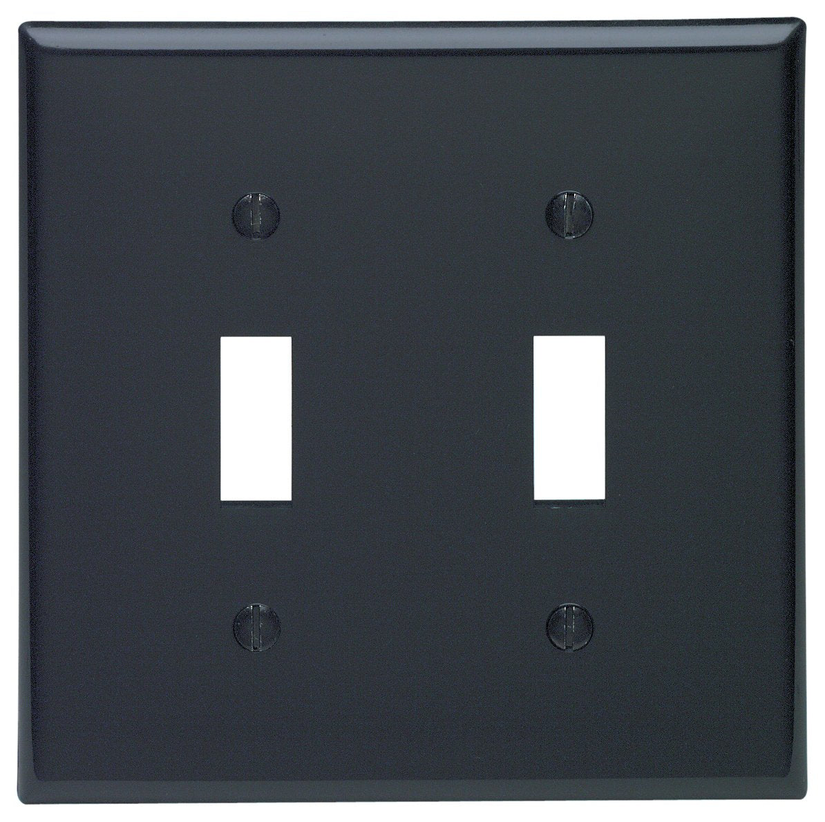 Leviton 2 Gang Toggle Device Switch Wallplate, Standard Size, Thermoplastic Nylon, Device Mount, 80709-E, Black