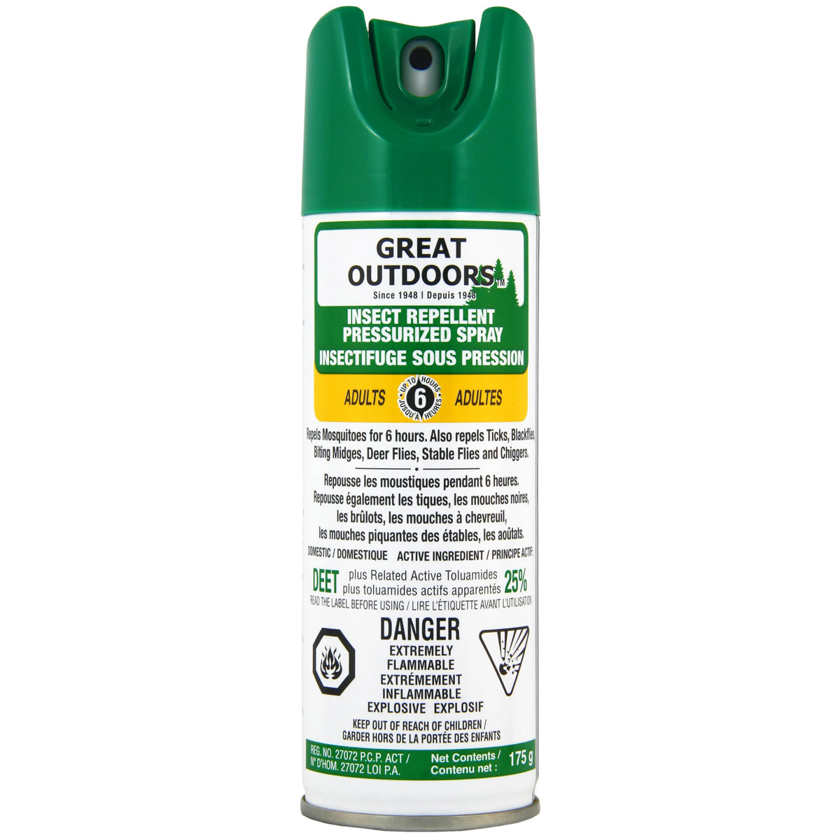 Great Outdoors Insect Repellent 25% DEET Aerosol Spray, 175g