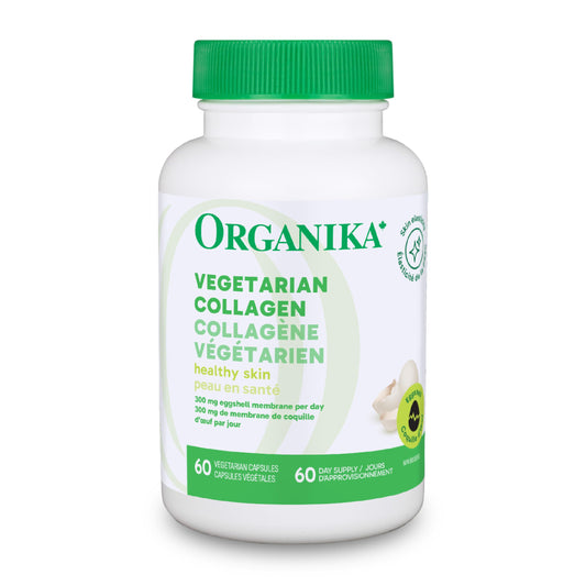 Organika Canadian-Made Vegetarian Collagen - Sourced From Natural Eggshell Membrane | For Healthier Skin, Hair, Nails and Joints - 60vcaps