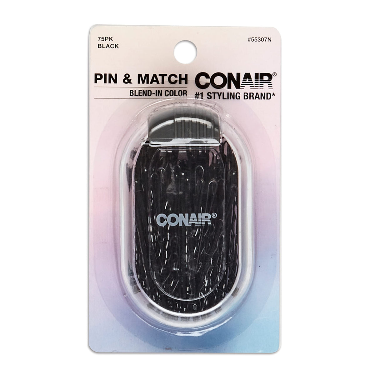 Conair Secure Hold Bobby Pins, Set of Hairpins, Black, 75 Count