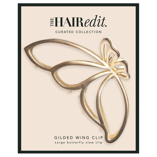The Hair Edit Gilded Wing Clip - Extra Large Soft Gold Metal Butterfly Claw Clip