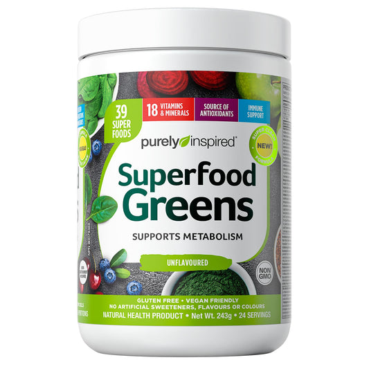 Purely Inspired Greens Superfood Powder for Women and Men - Organic Greens Smoothie Blend Supports Digestive Health & Immunity - Fruit & Veggie Blend, Gluten-Free (24 Servings)