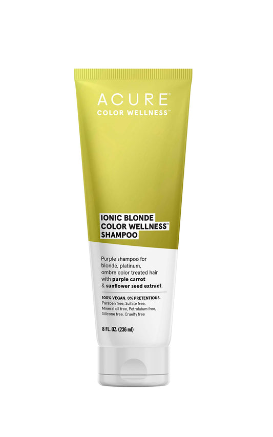 Acure - Ionic Blonde Color Wellness Shampoo, 8 fl oz - Purple Shampoo for Blonde Hair, Platinum, Ombre Color Treated Hair with Purple Carrot & Sunflower Seed Extract - Vegan