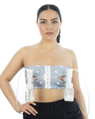 Hands Free Pumping Bra | Snugabell PumpEase adjustable and comfortable pumping bra made with spandex technical fabric, supports two breast pumping bottles & flanges | Grey XO Size L