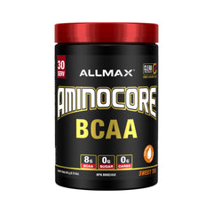 ALLMAX AMINOCORE BCAA Powder for Workout Muscle Recovery & Increased Endurance - Sugar Free, No Fillers 8.18 Grams Bcaas Amino Acids, B Vitamins for Women and Men - 30 Servings | Sweet Tea, 345g