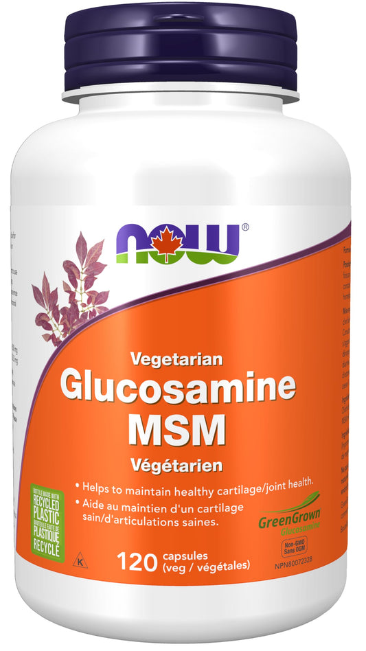 NOW Supplements, Glucosamine & MSM (GreenGrown® Glucosamine), Vegetarian, 120 Veg Capsules