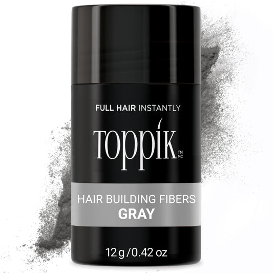 TOPPIK Hair Building Fibers for Instantly Fuller Hair (GREY), 12 g, Fill In Fine or Thinning Hair, Instantly Thicker Looking Hair, 9 Shades for Men & Women