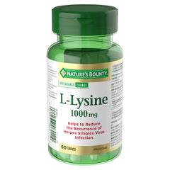 NATURE'S BOUNTY L-Lysine, 1000 mg, Helps reduce Recurrence of Herpes Simplex Virus, 60 Tablets, 91 g