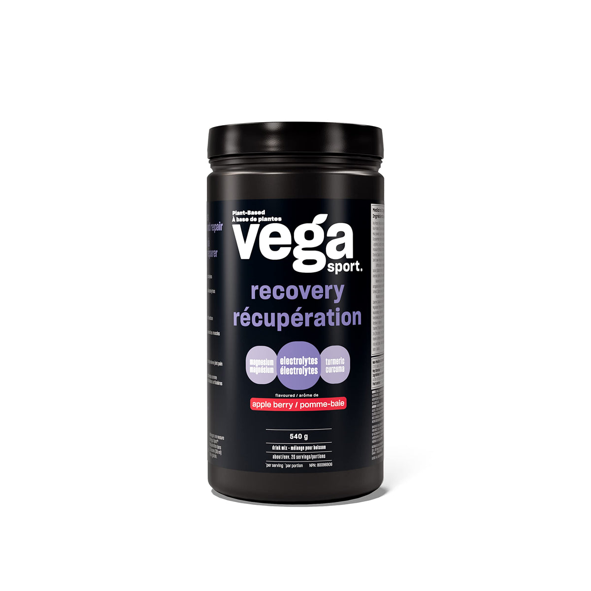 Vega Sport Post-Workout Recovery Accelerator, Apple Berry (20 Servings) Vegan, Non Dairy, Gluten Free, BCAAs, 540g (Packaging May Vary)