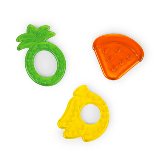 Bright Starts Juicy Chews 3-Pack Textured Teethers - Watermelon, Pineapple, Banana - BPA Free, Unisex, 3 months +