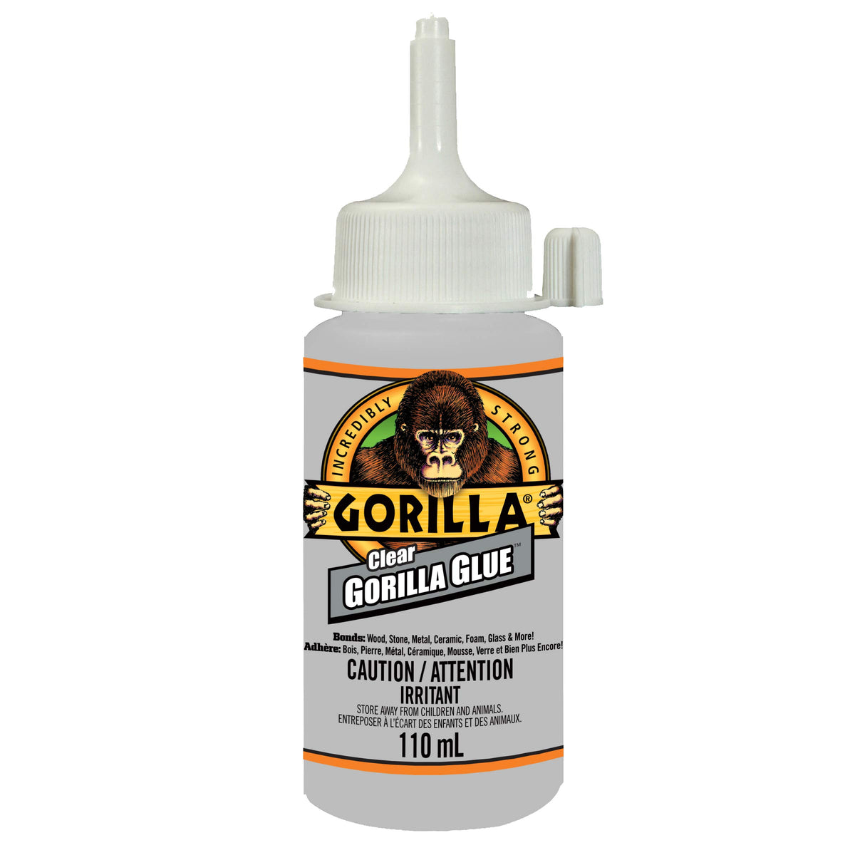 Gorilla Glue Clear, Non-Foaming, Water Resistant, Indoor & Outdoor, Versatile Bonding Usage, Easy Application Nozzle, 3.75oz/110ml Bottle, (Pack of 1)
