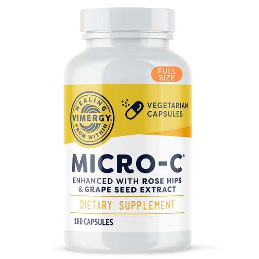 Vimergy Micro-C® Vitamin C Capsules – 500mg per Capsule, Supports Immune Health*, Promotes Collagen Production, Supports Healthy Bones*, Kosher, Vegan & Gluten-Free, Regular Size 180 Capsules