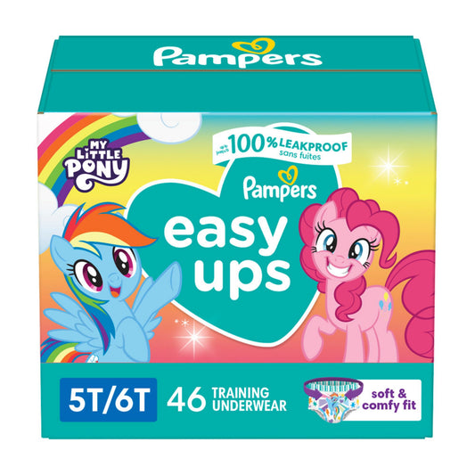 Pampers Easy Ups Training Underwear Girls Size 7 5T6T, 46 Count