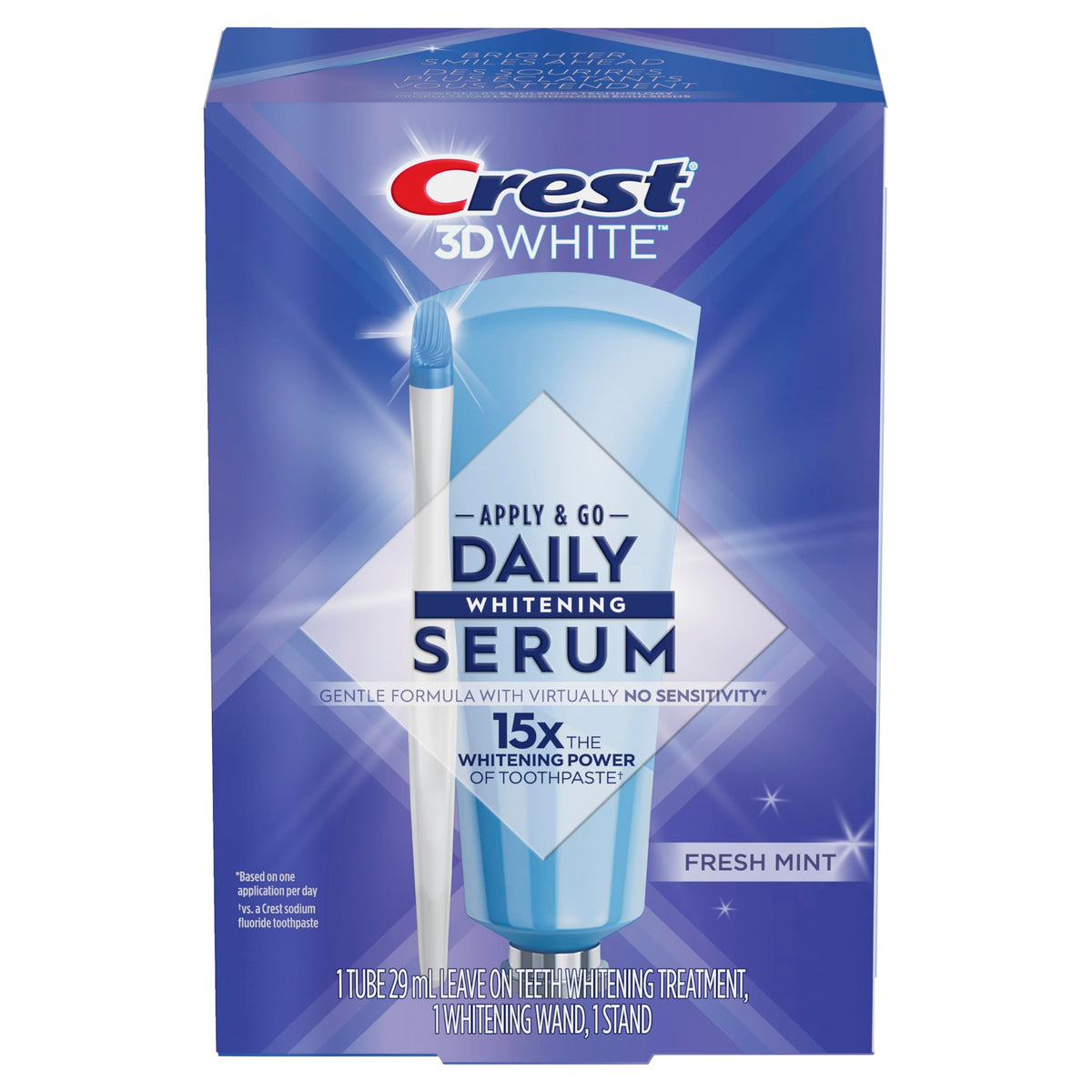 Crest 3DWhite Daily Whitening Serum Fresh Mint, Leave-on Teeth Whitening Treatment, 29 mL