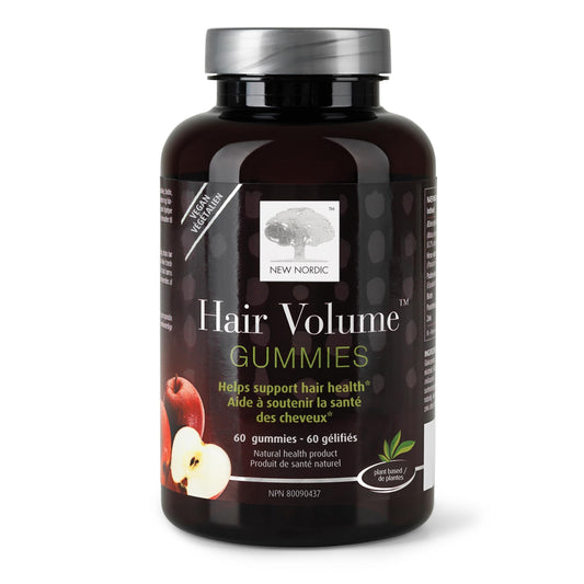 New Nordic Hair Volume Vegan Gummies, 60 Count, 30-Day Supply, Biotin Supplement for Hair, Skin & Nails, Delicious Apple Flavor, Gluten-Free, Dairy-Free