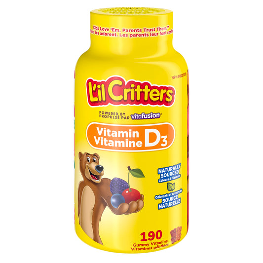 L'il Critters Children's Vitamin D3 Gummies - 800 IU Vitamin D3 Daily Dose, Helps Support Bone Health, Naturally Sourced Flavors, 3-Month Supply - 190 Count