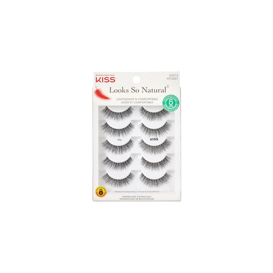 Kiss Lashes Look so Natural Multi Pack - 5 Pairs - Eyelashes 01 , 0.05 Pounds