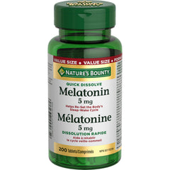 NATURE'S BOUNTY Melatonin, Quick Dissolve, 5 mg, Re-Sets the Body's Sleep Cycle & Improve Sleep Quality, 44 g