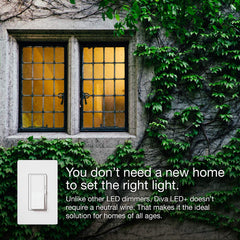 Lutron Diva LED Dimmer for Dimmable LED, Halogen and Incandescent Bulbs Single-Pole or 3-Way DVCL-153P-AL Almond