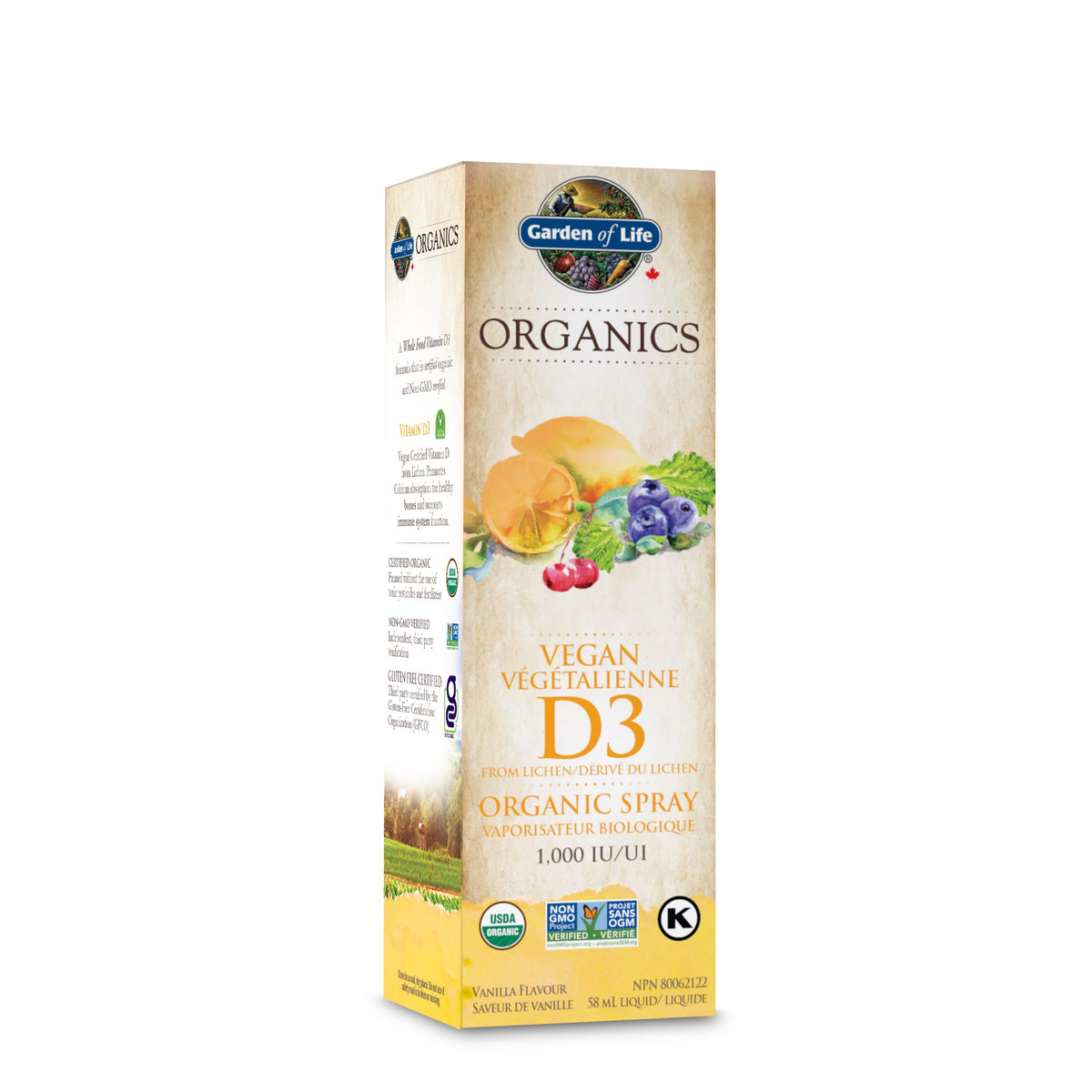 Garden of Life Organics Vitamin D3 Organic Spray, Vanilla, 58ml.