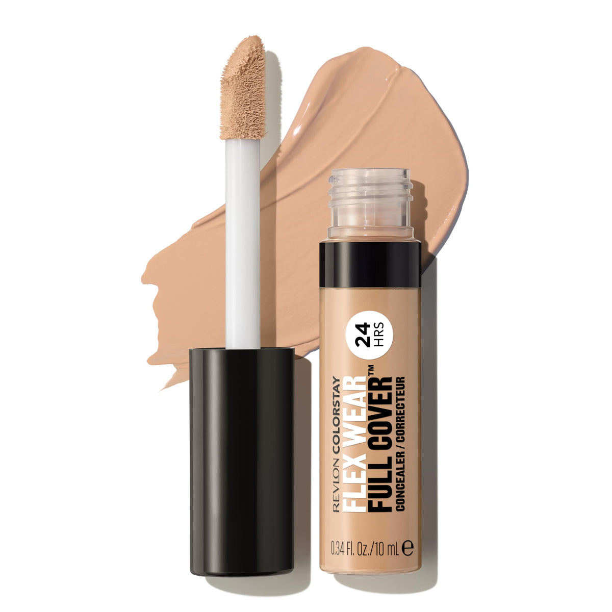 Revlon ColorStay Flex Wear, Full Cover Non-Creasing Concealer, Infused with Hyaluronic Acid & Vitamin E, Flexible Longwear, 050 Medium Deep, 0.34 fl oz/ 10ml
