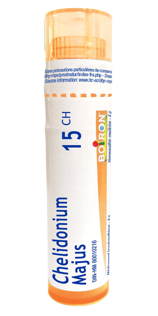 Boiron Chelidonium majus 15ch,Homeopathic medicine. Each tube contains 4 g (approximately 80 pellets)
